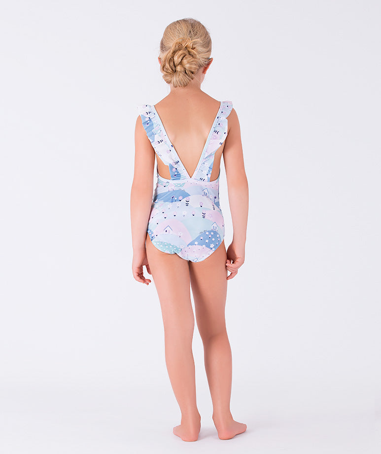 pastel printed kids swimsuit